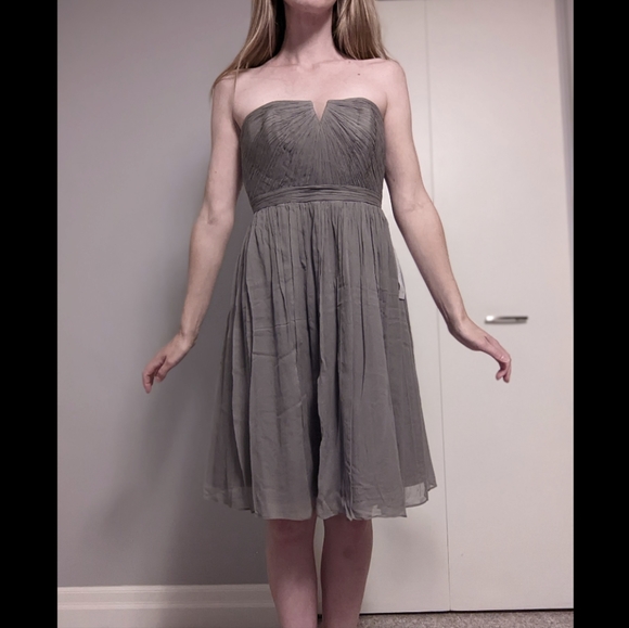 J.Crew Nadia Silk Chiffon Strapless Dress in Dark Gray - Picture 4 of 14